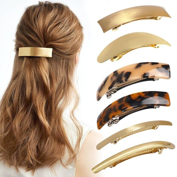 Other - 6pcs Women Gold Hair Clips Metal Flat Barrettes for All Hair Types
